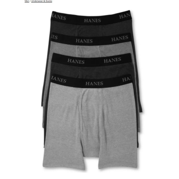 Hanes Underwear & Socks Hanes Pack Of 4 Nwt Boxer Briefs 2 Grey 2